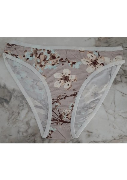 Kadın Penye Likralı Desenli Bikini Külot 4'lü modelleri