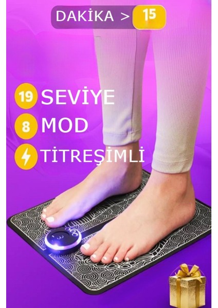 Ayak Yorgunluğunu Gideren Masaj Pedi Kablosuz Taşınablir Şarjlı