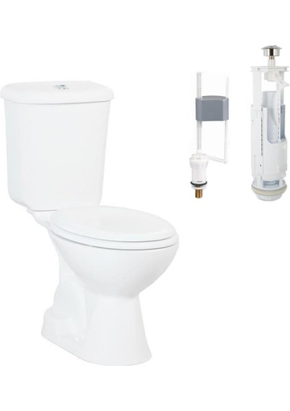 Pitta Beyaz Alttan Çıkışlı Klozet,rezervuar,iç Takım ve Yavaş Kapak