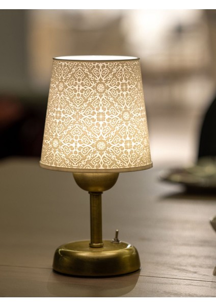 Özel Tasarım Masa Lambası | Şarjlı | 20 cm | Elegance Desen | Gün Işığı