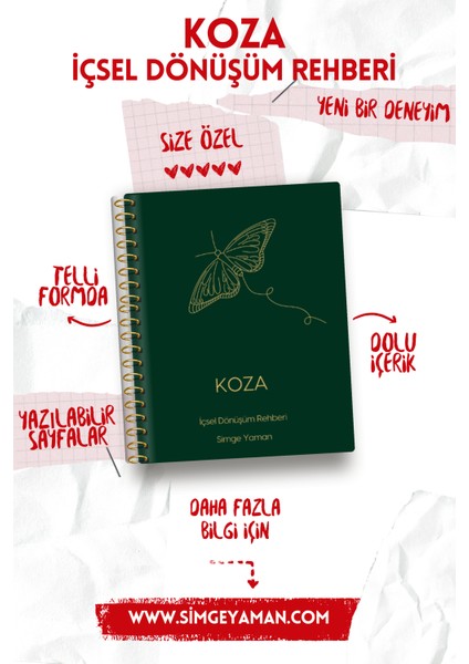 Koza İçsel Dönüşüm Rehberi - Psikolojik Ajanda Spiralli Ajanda ve Defter -Simge Yaman fiyatları