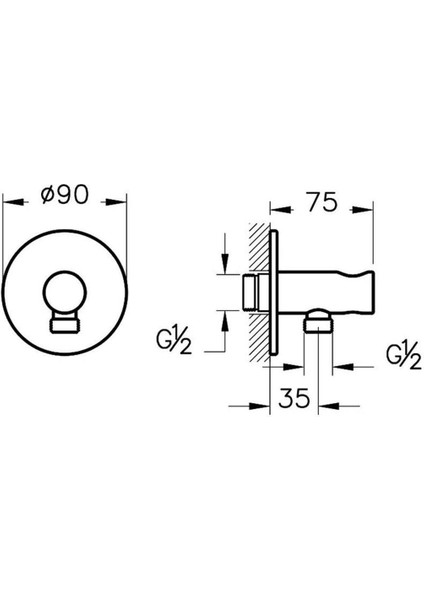 Origin Ankastre Banyo El Duşu Çıkışı Askılı Mat Siyah A4262536WTC
