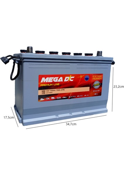 Premium Line 12V 105 Amper 750A (En) Akü (2025 ÜRETİM) fiyatları