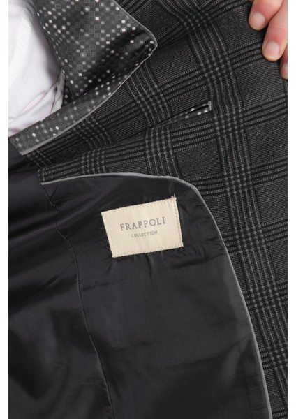 Ribas Erkek Lacivert Likralı Pamuk Karışımlı Ekose Desenli Slim Fit Spor Blazer Ceket modelleri