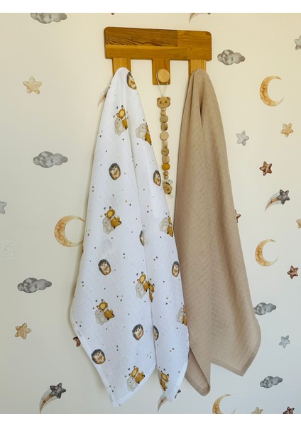 Fulya Tuhafiye %100 Pamuk 2'li Müslin Bebek Battaniye Seti MÜSLIN ÖRTÜ 80X90 CM
