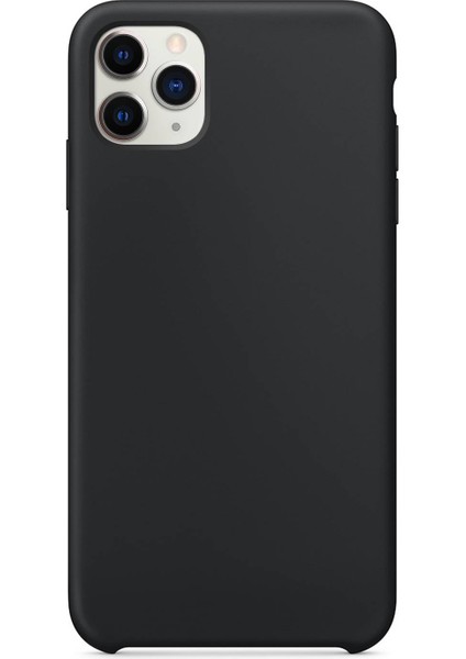 Apple iPhone 11 Pro Max Altı Açık Liquit Lansman Silikon Gece Siyahı