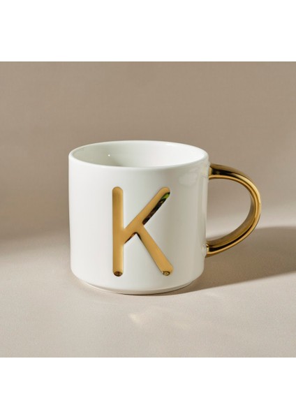 K Harfli Kupa 400 ml Beyaz