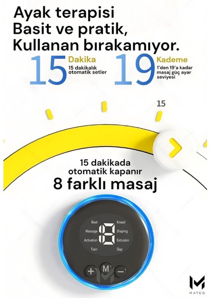 Ayak Masaj Aleti 8 Farklı Stil 18 Kademeli Titreşimli Tens Özellikli Şarjlı Taşınabilir modelleri