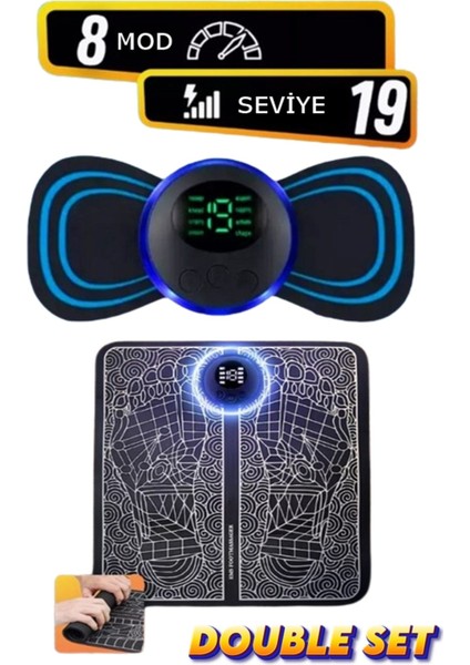 2li Set Tüm Vücut Sırt Boyun Basen Kalça Bacak Ayak Titreşimli Ems Masaj Aleti Seti Kablosuz