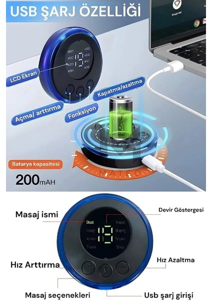 Elektronik Kas Çalıştırıcı Titreşimli Masaj Aleti 8 Modlu Dijital indirimleri