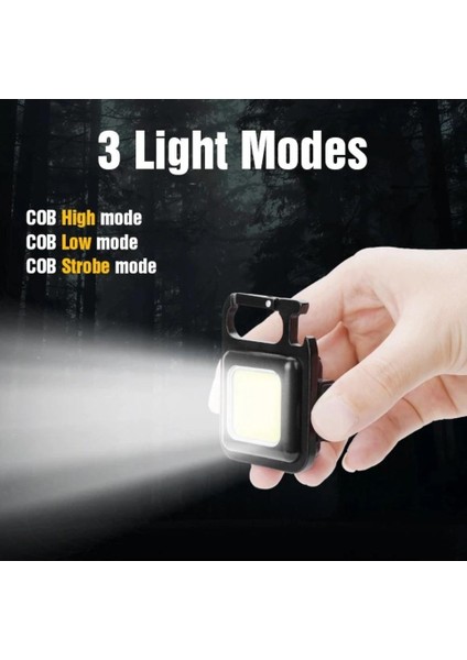4 Adet USB Şarj Edilebilir Cep Boy 800 Lümen LED Aluminyum Kasa Çok Amaçlı Taşınabilir Fener (Mıknatıs, Anahtarlık Şişe Açacağı)