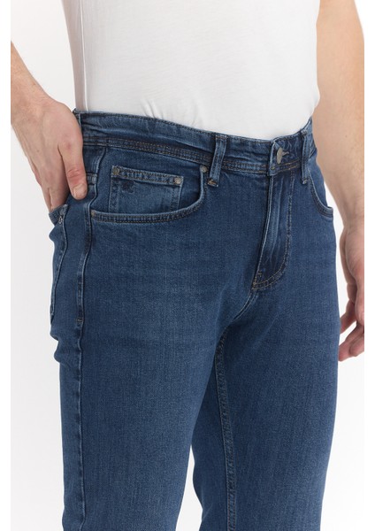 Erkek Koyu Mavi Slimfit Kot Pantolon modelleri