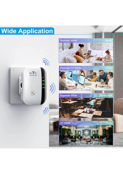Wifi Repeater Menzil Genişletici Sinyal Güçlendirici, 300MBPS Ev Için Internet Erişim Noktası