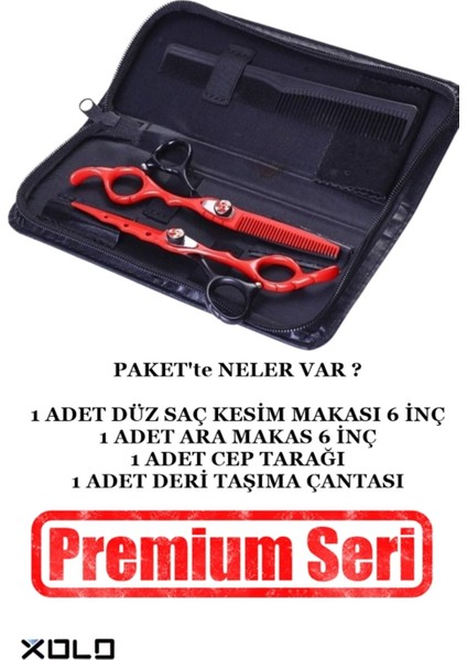 Çelik Saç Kesim Makas Seti Deri Çantalı 6.5 Inç XLM808A