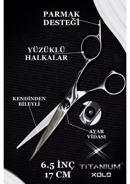 Titanium Black Siyah Detaylı Saç Kesim Makası Çelik Salon Kuaför Makası 515A fiyatları