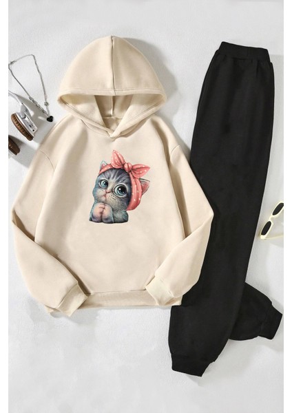 Uygun Tarz Çocuk Sevimli Kedi Eşofman Takımı