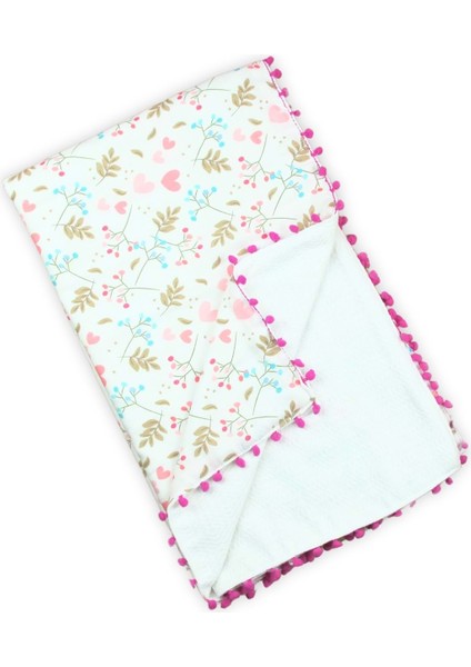 Çift Katlı Müslin Bebek Battaniyesi 100X115 cm Çiçekli