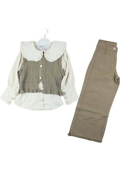 Sealy 12102 5-8 Yaş Kız Yelekli Takım - Bej