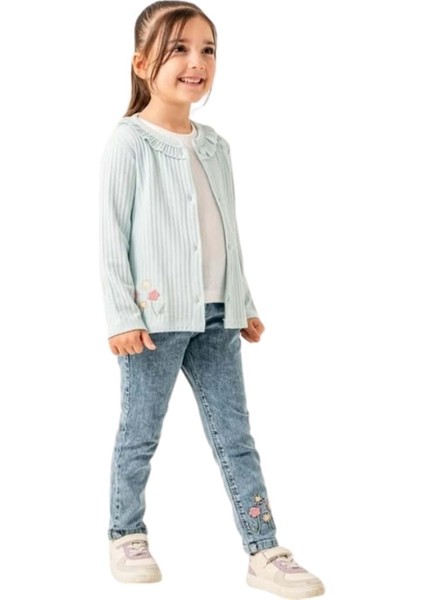 6248-PAMPAL 6-9 Yaş Ceketli Üçlü Takım - Su Yeşili