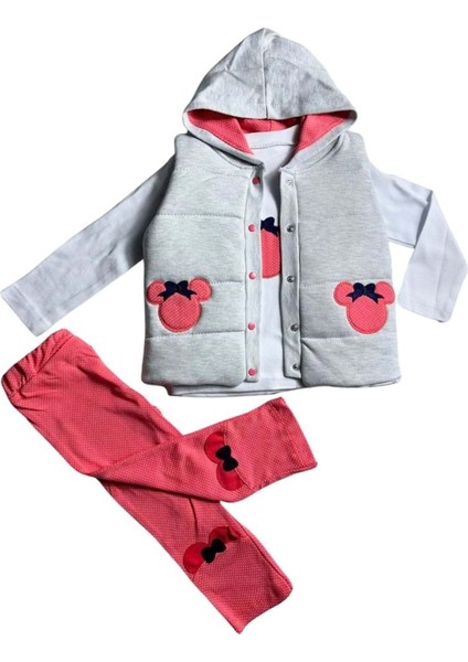 Baby 0192-3420 Minnie Yelekli Üçlü Takım - Pembe