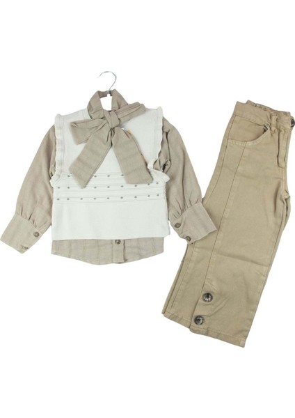 Sealy 12106 3-6 Yaş Kız Süveterli Takım - Bej