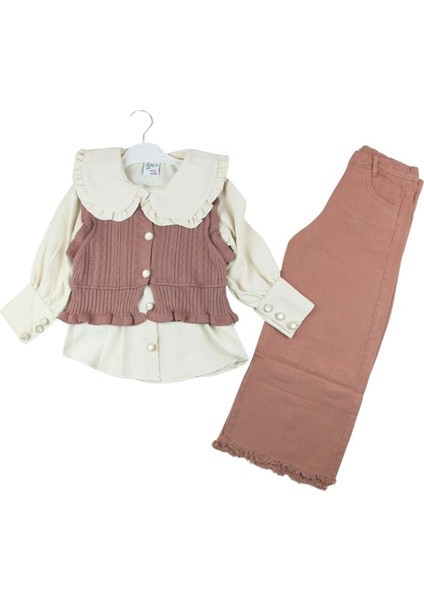 Sealy 12102 5-8 Yaş Kız Yelekli Takım - Gül Kurusu