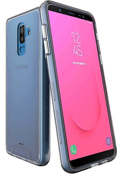 - Galaxy J8 - Kılıf Şeffaf Sert Koruyucu Gard Silikon - Şeffaf