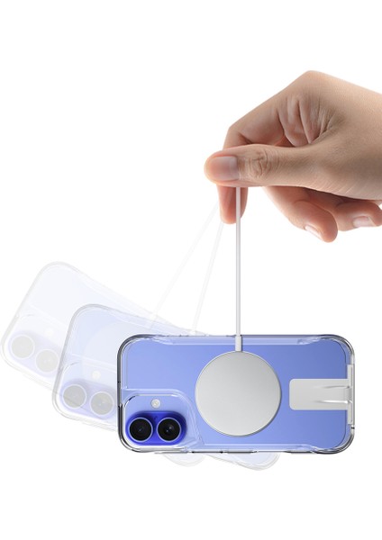 - iPhone 16 - Kılıf Magsafe Şarj Özellikli T-Max Magsafe Kapak - Şeffaf