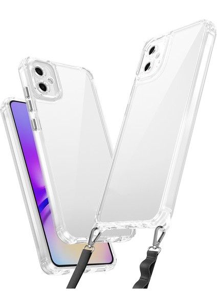 Galaxy A06 Uyumlu Kılıf Airbagli Takılabilir Askı Aparatlı Zore Snap Silikon Kapak-Şeffaf