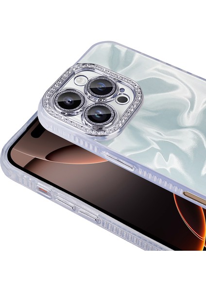 BBS Teknoloji Grup Apple iPhone 16 Pro Max Uyumlu Kılıf Airbagli Parlak Taş Detay Tasarımlı Zore Esila Kapak-Pembe