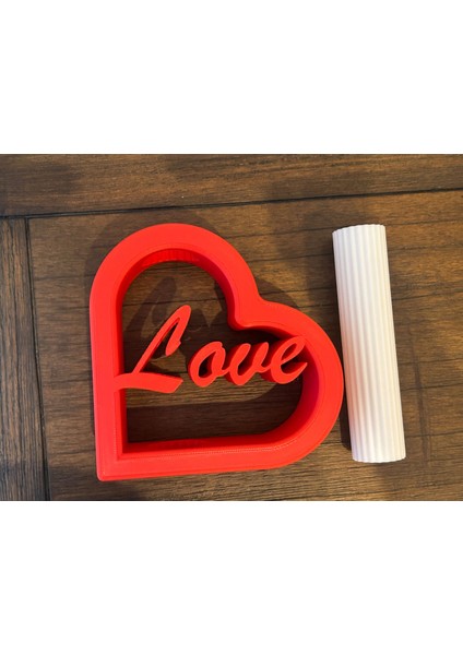 Love Tasarımlı Kalp Şeklinde 3D Baskı Dekoratif Vazo - Sevgililer Günü Özel fiyatları