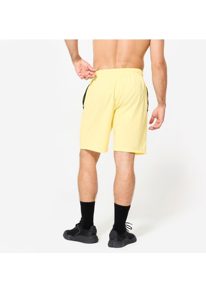 Domyos Spor Şortu - Fermuarlı Cepli - Pastel Sarı