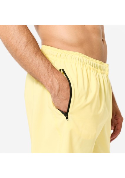 Domyos Spor Şortu - Fermuarlı Cepli - Pastel Sarı