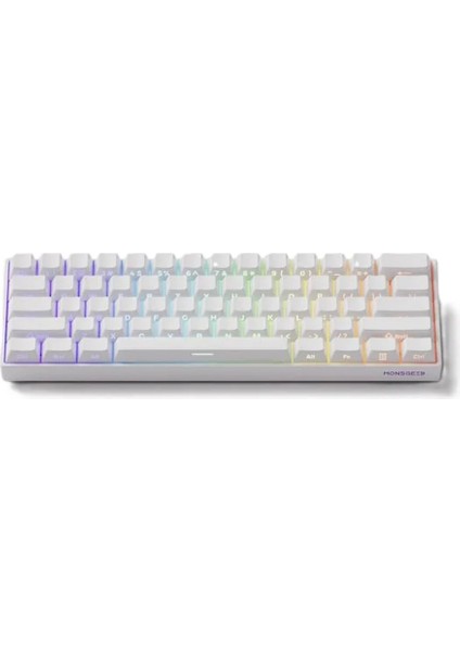 Monsgeek FUN60 Pro Shine-Through White Hall Effect Manyetik Switch Argb Kablosuz Hotswap Mekanik Gaming Klavye