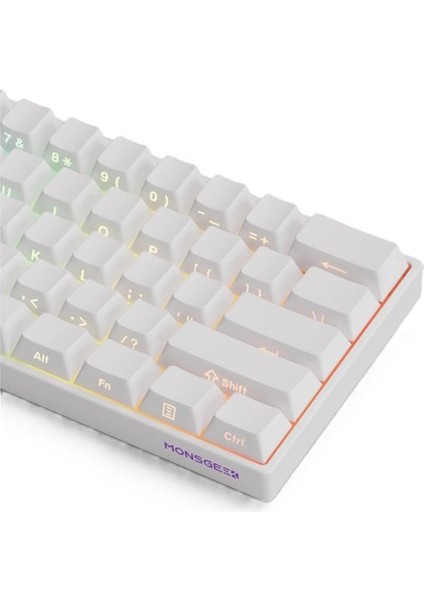 Monsgeek FUN60 Pro Shine-Through White Hall Effect Manyetik Switch Argb Kablosuz Hotswap Mekanik Gaming Klavye