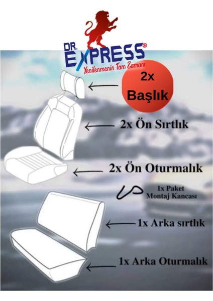 Oto Koltuk Kılıfı Tam Set Üniversal Kırmızı Renk 8 Parça fiyatları