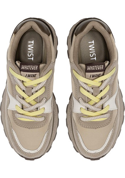 Kontrast Dokulu Sloganlı Sneaker TS1250062015023
