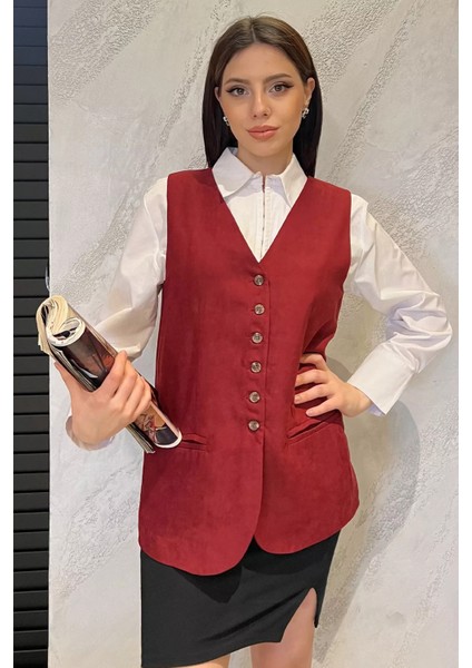 Kadın Kruvaze Yaka Astarlı Yelek