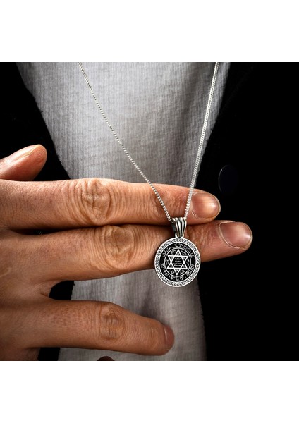 Gümüş Mührü Süleyman Kolye 925 Ayar Gümüş Küçük Boy Mat Peygamber Mührü Erkek Kolye fiyatları