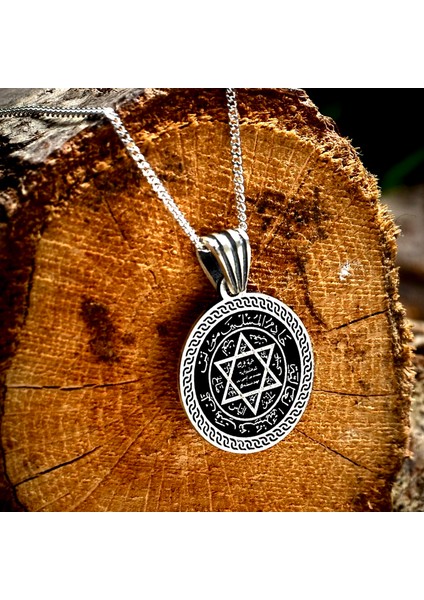 Gümüş Mührü Süleyman Kolye 925 Ayar Gümüş Küçük Boy Mat Peygamber Mührü Erkek Kolye modelleri