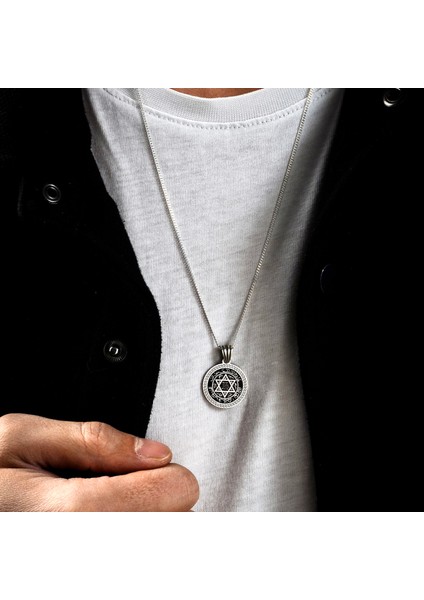 Gümüş Mührü Süleyman Kolye 925 Ayar Gümüş Küçük Boy Mat Peygamber Mührü Erkek Kolye fırsatları