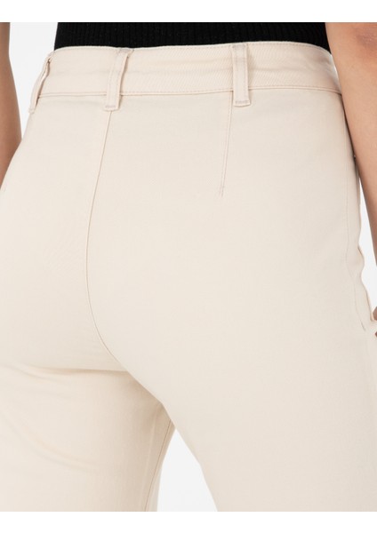 Kadın Ekru Flare Fit Pantolon 50292885-VR019