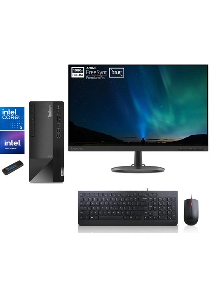 Thınkcentre Neo 50T Gen4 Intel İ5-12500 64GB 1tb SSD 23.8 Monitör Windows 11 Pro Masaüstü Bilgisayar WM12JB005BTRW23+Zetta USB Bellek