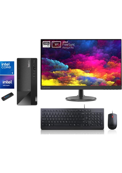 Thınkcentre Neo 50T Gen4 Intel İ5-12500 48GB 4tb SSD 27"monitör Freedos Masaüstü Bilgisayar WN12JB005BTRF20+Zetta USB Bellek