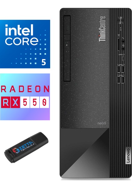 Thınkcentre Neo 50T Gen4 Intel İ5-12500 32GB 2tb SSD 4GB/RX550 Freedos Masaüstü Bilgisayar WR12JB005BTRF14+Zetta USB Bellek