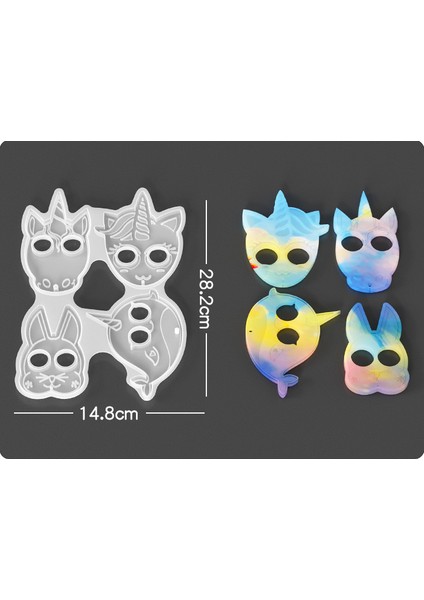 Epoksi Reçine Silikon Kalıp İthal / Unicorn Figürleri Anahtarlık Toka Obje Silikon Kalıp HB10021-0079