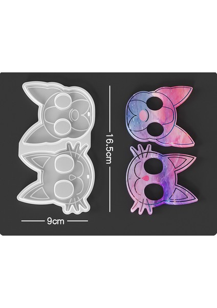 Epoksi Reçine Silikon Kalıp İthal / Kedi Köpek Yüzü Anahtarlık Obje Silikon Kalıp HB5021-0084