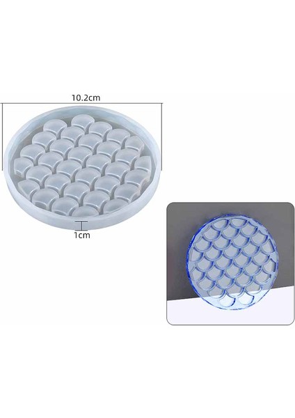 Epoksi Reçine Kalıp İthal / Balık Pullu Motif Bardak Altlığı Taş Tozu Silikon Kalıp HB5021-0090
