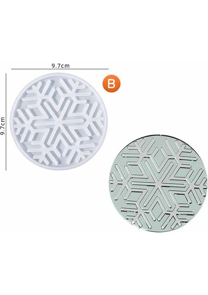 Epoksi Reçine Kalıp İthal / Kar Tanesi Motifli Bardak Altlığı Taş Tozu Silikon Kalıp HB5021-0092
