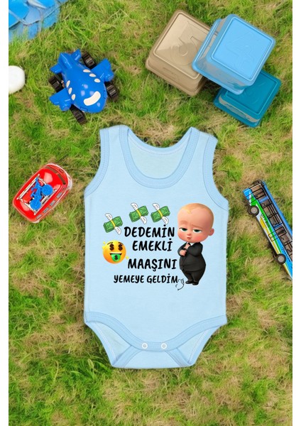 %100 Pamuklu Dedemim Emekli Maaşını Yemeye Geldim Baskılı Yumuşak Doku Baskılı Zıbın & Body